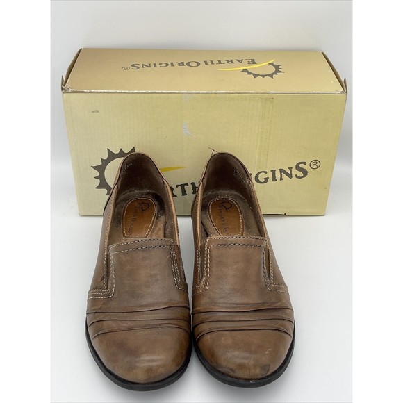 EARTH ORIGINS LAUGHLIN BROWN LEATHER SLIP ON LOAFER WOMENS Shoes Size 7M W/Box - Picture 2 of 5